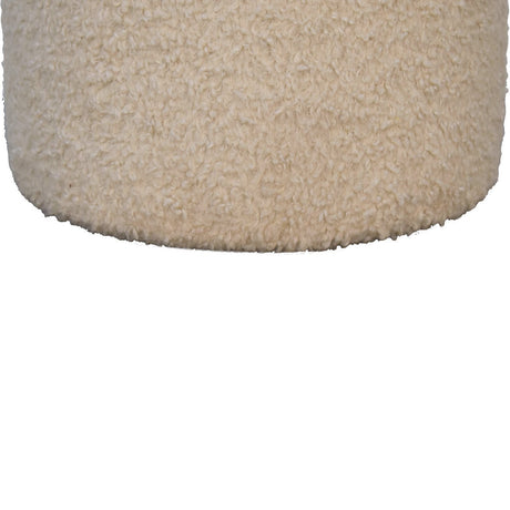 Boucle Cream Round Footstool NOVEX FURNITURES