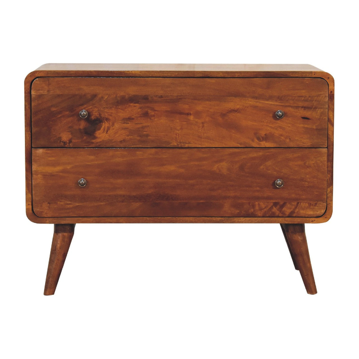 2 Drawer Curved Chestnut Chest NOVEX FURNITURES