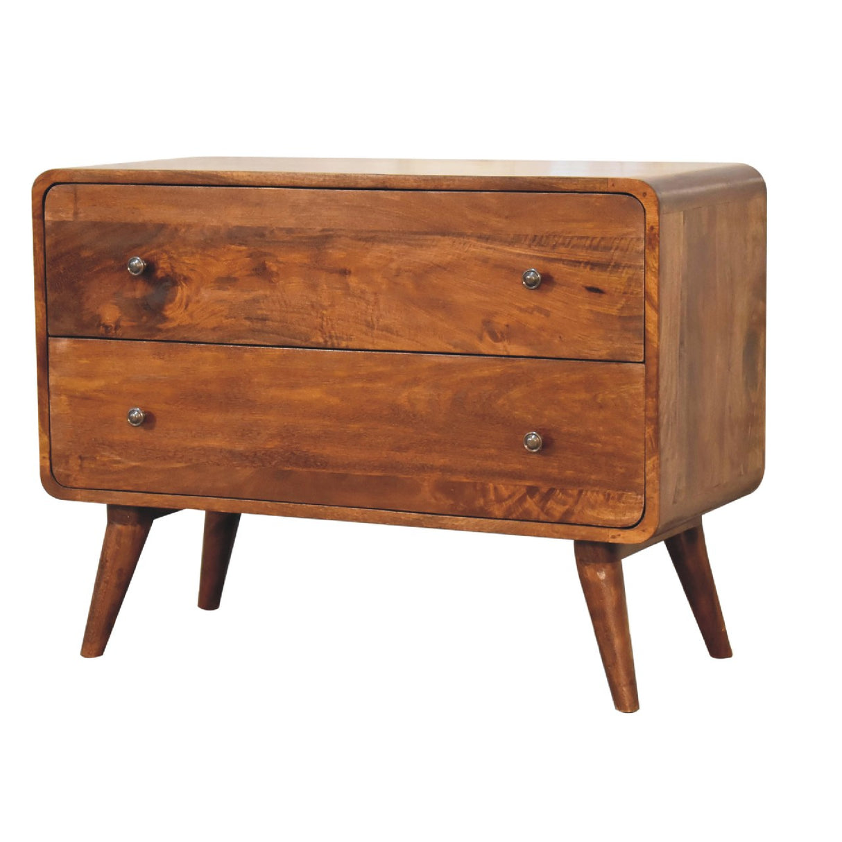 2 Drawer Curved Chestnut Chest NOVEX FURNITURES