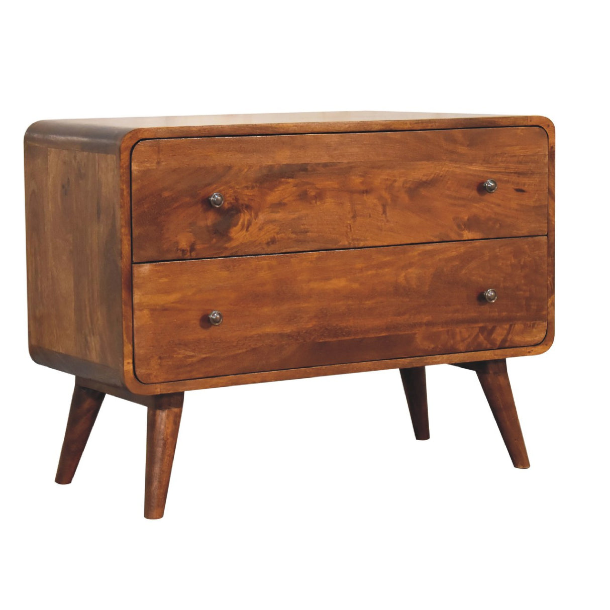 2 Drawer Curved Chestnut Chest NOVEX FURNITURES