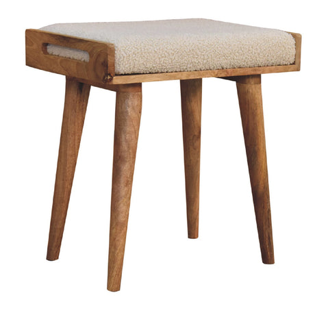Boucle Cream Tray Style Footstool NOVEX FURNITURES