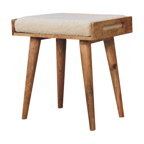 Boucle Cream Tray Style Footstool NOVEX FURNITURES