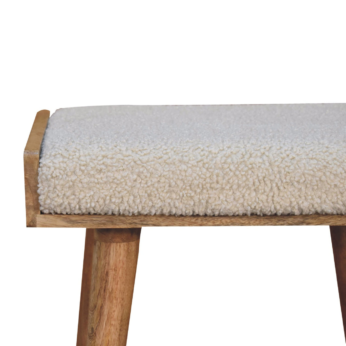 Boucle Cream Tray Style Footstool NOVEX FURNITURES