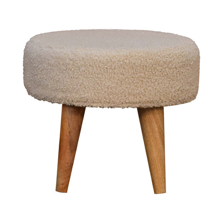 Cream Boucle Petite Footstool NOVEX FURNITURES