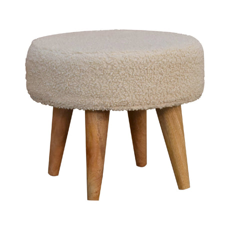 Cream Boucle Petite Footstool NOVEX FURNITURES