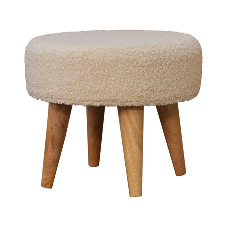 Cream Boucle Petite Footstool NOVEX FURNITURES