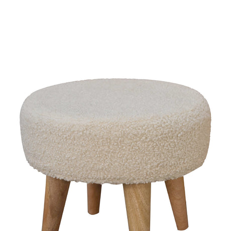 Cream Boucle Petite Footstool NOVEX FURNITURES