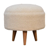 Cream Boucle Rounded Footstool NOVEX FURNITURES