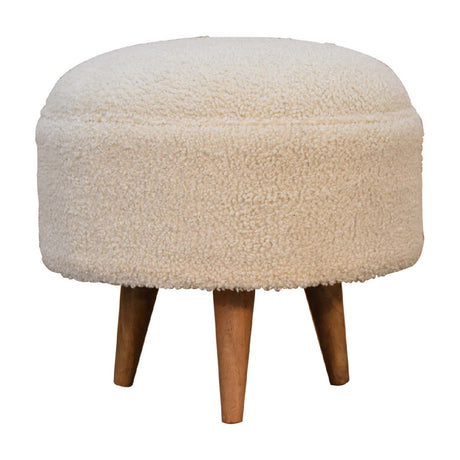 Cream Boucle Rounded Footstool NOVEX FURNITURES