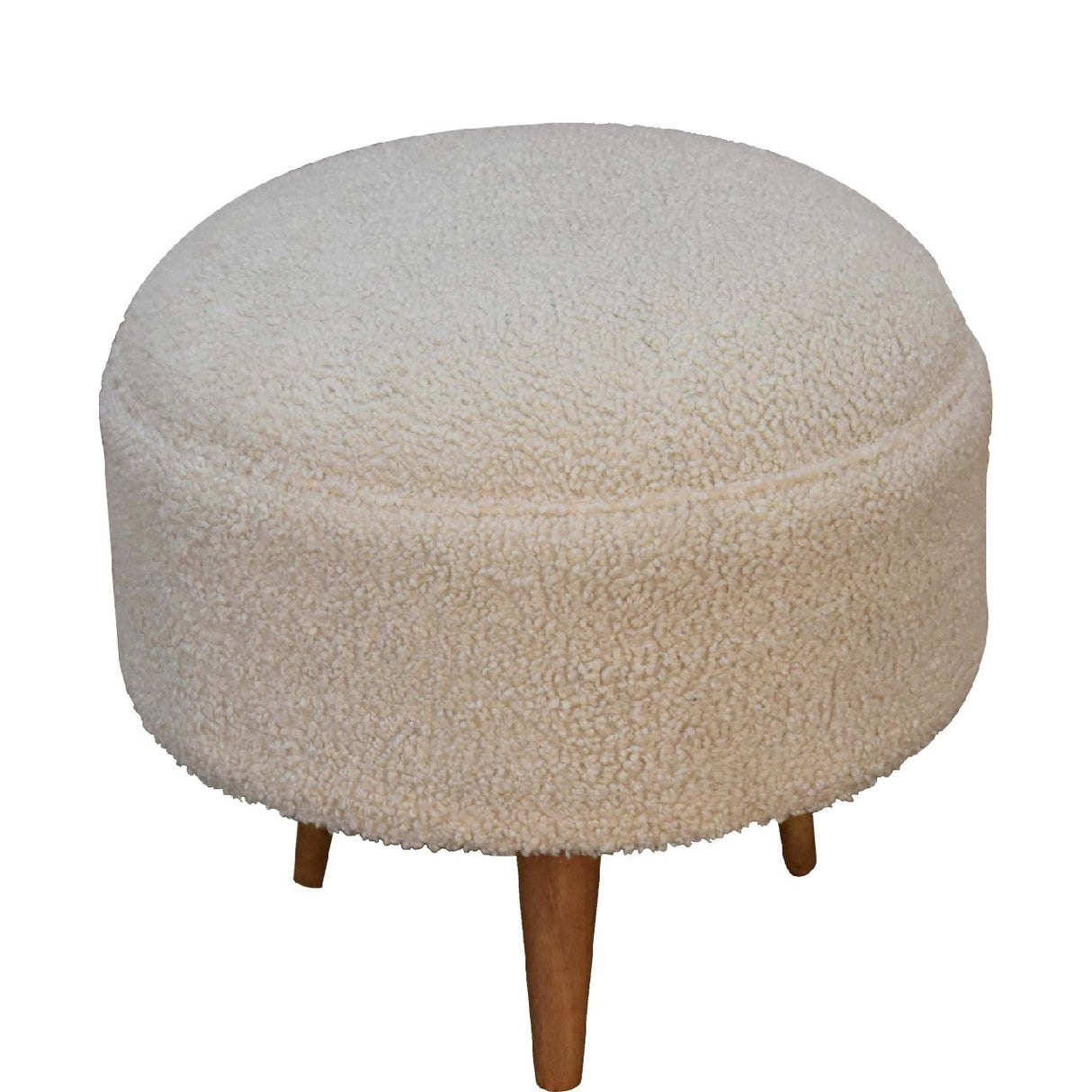 Cream Boucle Rounded Footstool NOVEX FURNITURES