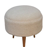 Cream Boucle Rounded Footstool NOVEX FURNITURES