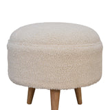 Cream Boucle Rounded Footstool NOVEX FURNITURES