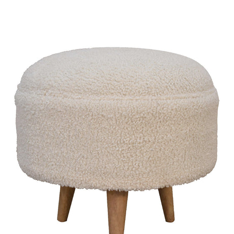 Cream Boucle Rounded Footstool NOVEX FURNITURES