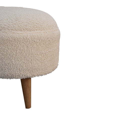 Cream Boucle Rounded Footstool NOVEX FURNITURES
