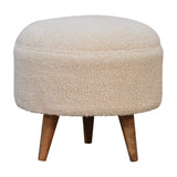 Cream Boucle Rounded Footstool NOVEX FURNITURES