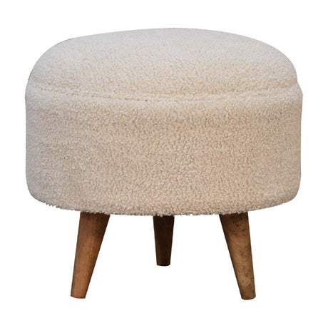 Cream Boucle Rounded Footstool NOVEX FURNITURES