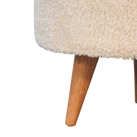 Cream Boucle Rounded Footstool NOVEX FURNITURES