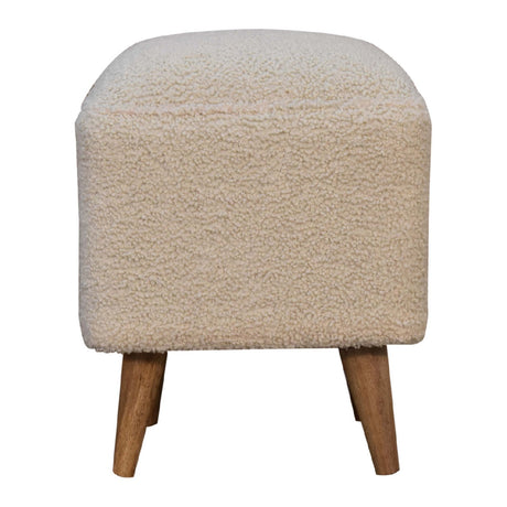 Cream Boucle Squoval Bench NOVEX FURNITURES