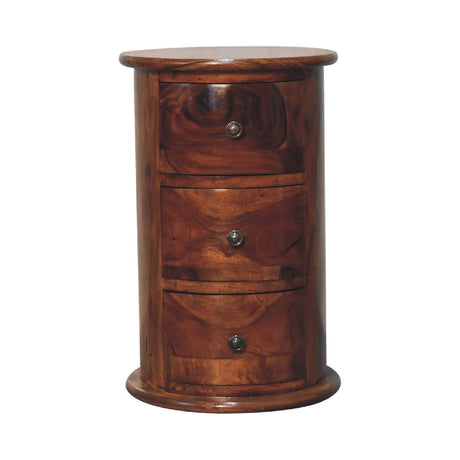 3 Drawer Chestnut Sheesham Drum NOVEX FURNITURES