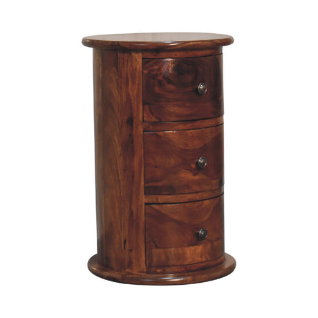 3 Drawer Chestnut Sheesham Drum NOVEX FURNITURES