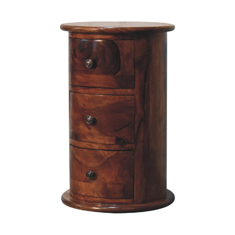 3 Drawer Chestnut Sheesham Drum NOVEX FURNITURES