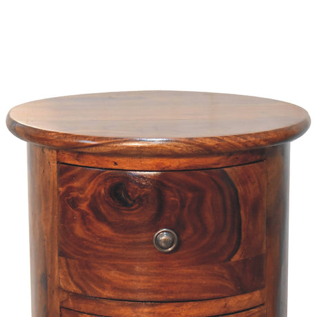 3 Drawer Chestnut Sheesham Drum NOVEX FURNITURES