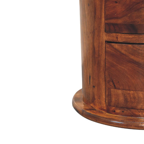 3 Drawer Chestnut Sheesham Drum NOVEX FURNITURES