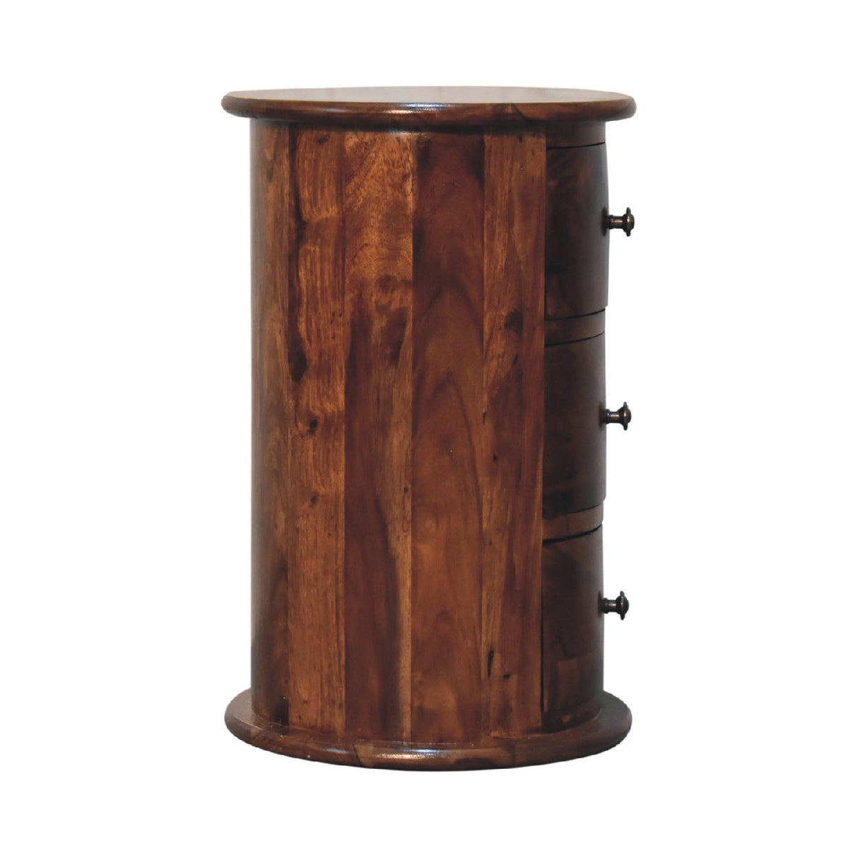 3 Drawer Chestnut Sheesham Drum NOVEX FURNITURES