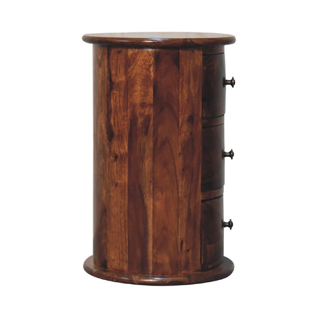 3 Drawer Chestnut Sheesham Drum NOVEX FURNITURES