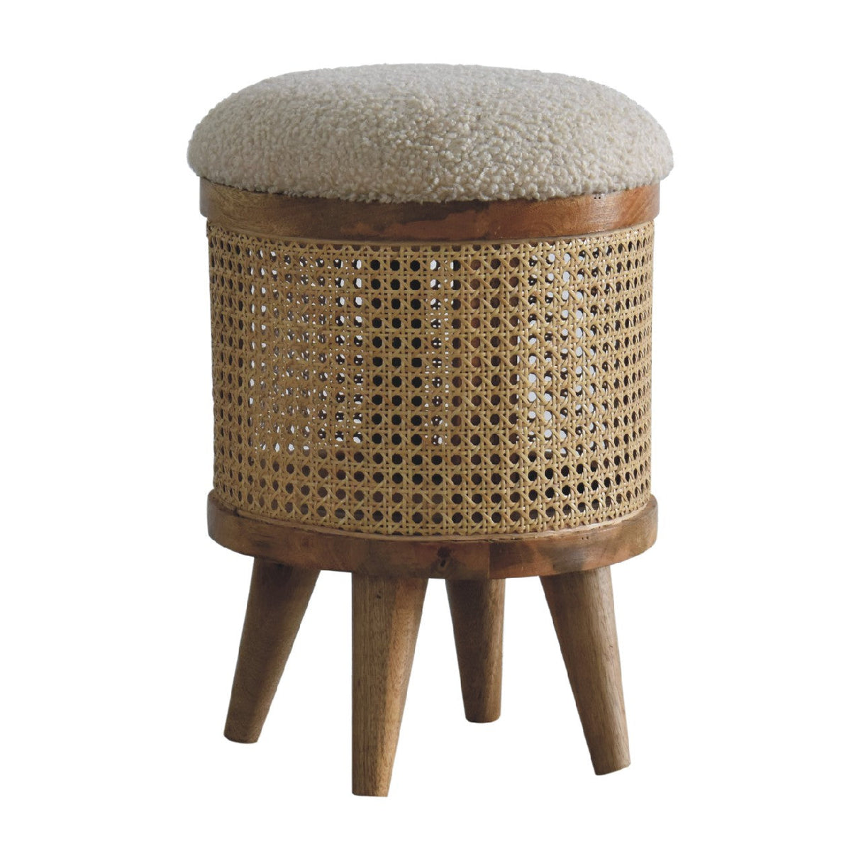 Cream Boucle Larissa Footstool NOVEX FURNITURES