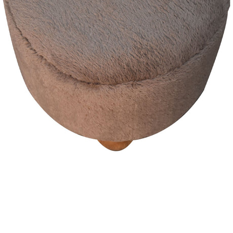 Mocha Faux Fur Round Ball Footstool NOVEX FURNITURES