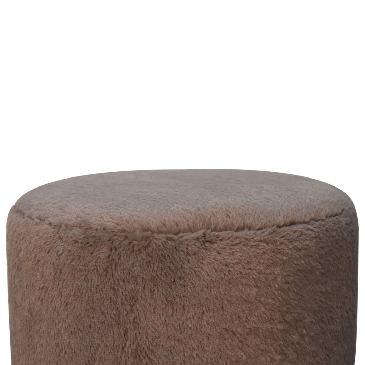 Mocha Faux Fur Round Ball Footstool NOVEX FURNITURES