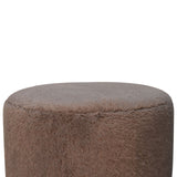 Mocha Faux Fur Round Ball Footstool NOVEX FURNITURES