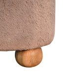 Mocha Faux Fur Round Ball Footstool NOVEX FURNITURES