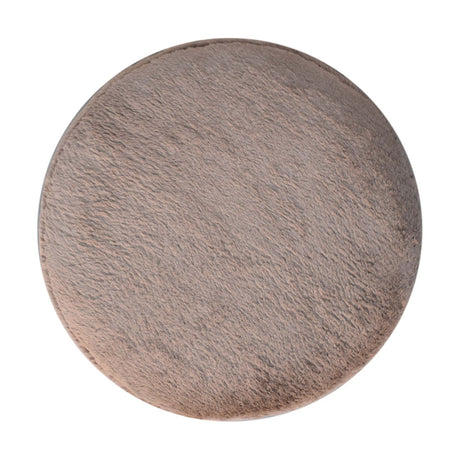 Mocha Faux Fur Round Ball Footstool NOVEX FURNITURES