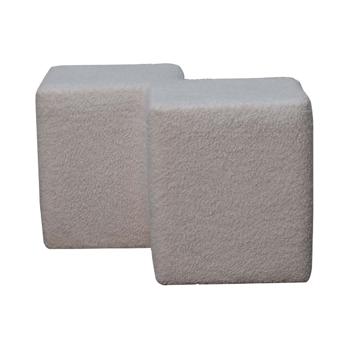 White Boucle Twin Footstool NOVEX FURNITURES
