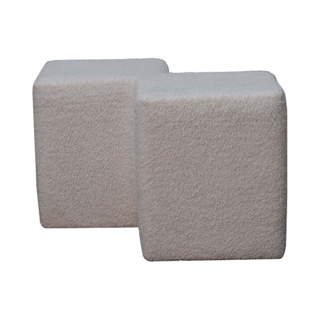 White Boucle Twin Footstool NOVEX FURNITURES