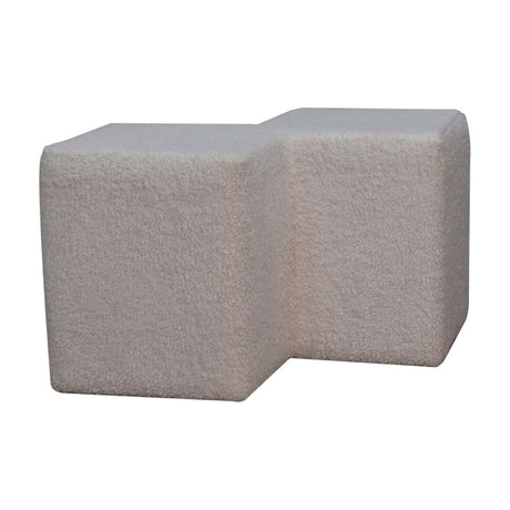 White Boucle Twin Footstool NOVEX FURNITURES