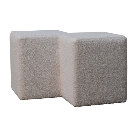 White Boucle Twin Footstool NOVEX FURNITURES