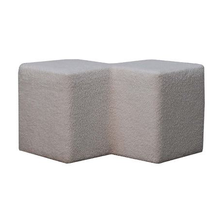 White Boucle Twin Footstool NOVEX FURNITURES