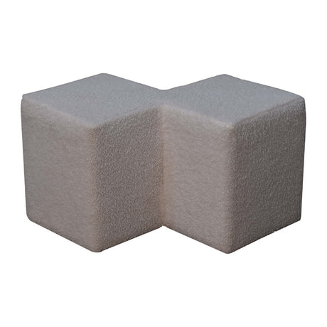 White Boucle Twin Footstool NOVEX FURNITURES
