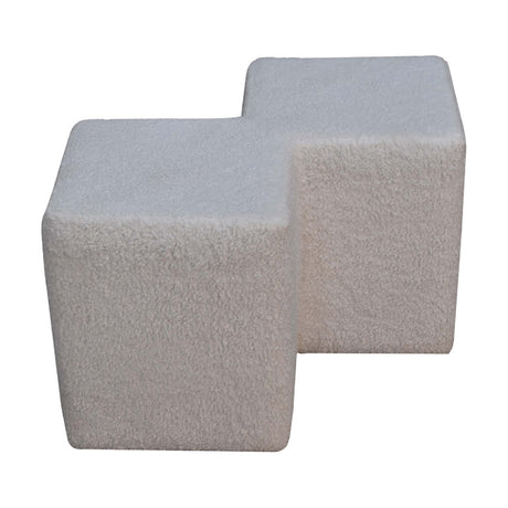 White Boucle Twin Footstool NOVEX FURNITURES