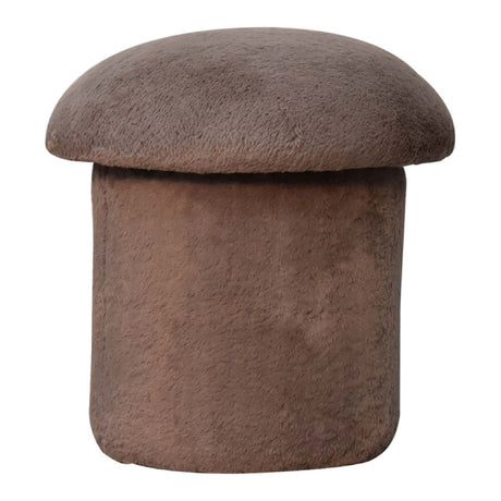 Mocha Faux Fur Mushroom Footstool NOVEX FURNITURES