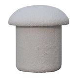 White Boucle Mushroom Footstool NOVEX FURNITURES