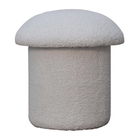 White Boucle Mushroom Footstool NOVEX FURNITURES