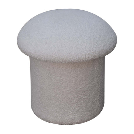 White Boucle Mushroom Footstool NOVEX FURNITURES