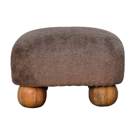 Mocha Faux Fur Nordic Footstool NOVEX FURNITURES
