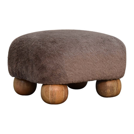 Mocha Faux Fur Nordic Footstool NOVEX FURNITURES