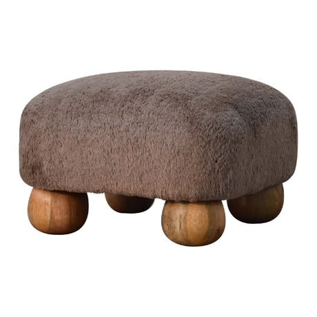 Mocha Faux Fur Nordic Footstool NOVEX FURNITURES