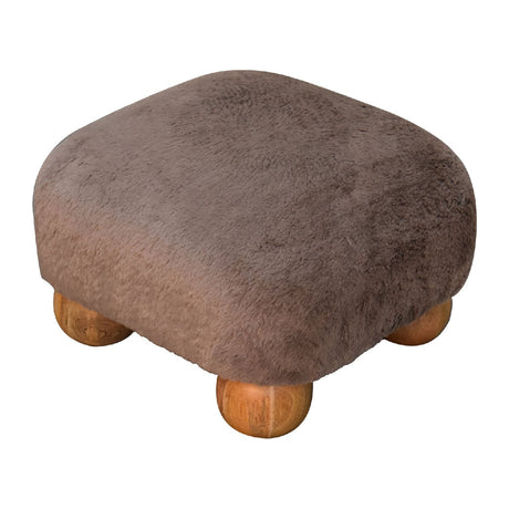 Mocha Faux Fur Nordic Footstool NOVEX FURNITURES